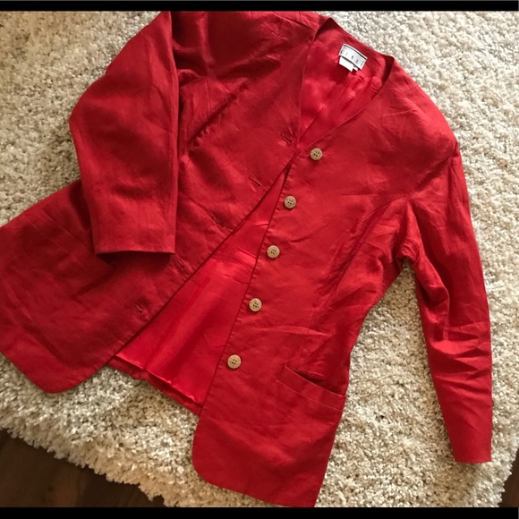 Red linen jacket - Picture 6 of 7